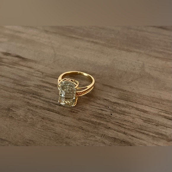 ✨Glenn Lehrer Matrix Cut Prasiolite Gemstone Ring, 14K Yellow Gold, Size 7✨ - Picture 5 of 7